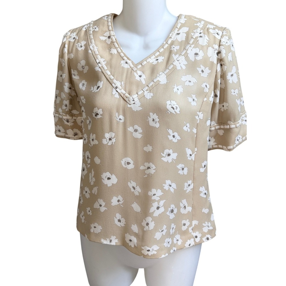 Andre Laug Roma Designer Vintage Silk Blouse Whipstitch S M (estimated) Italy